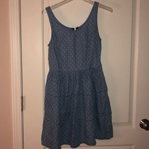 Chambray and white polka dot dress